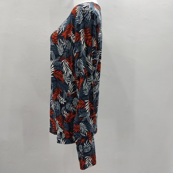 Hang Ten Sun Shirt Women's Medium Tropical Leaf UPF 50+ Blue Orange Long Sleeve - Picture 4 of 8